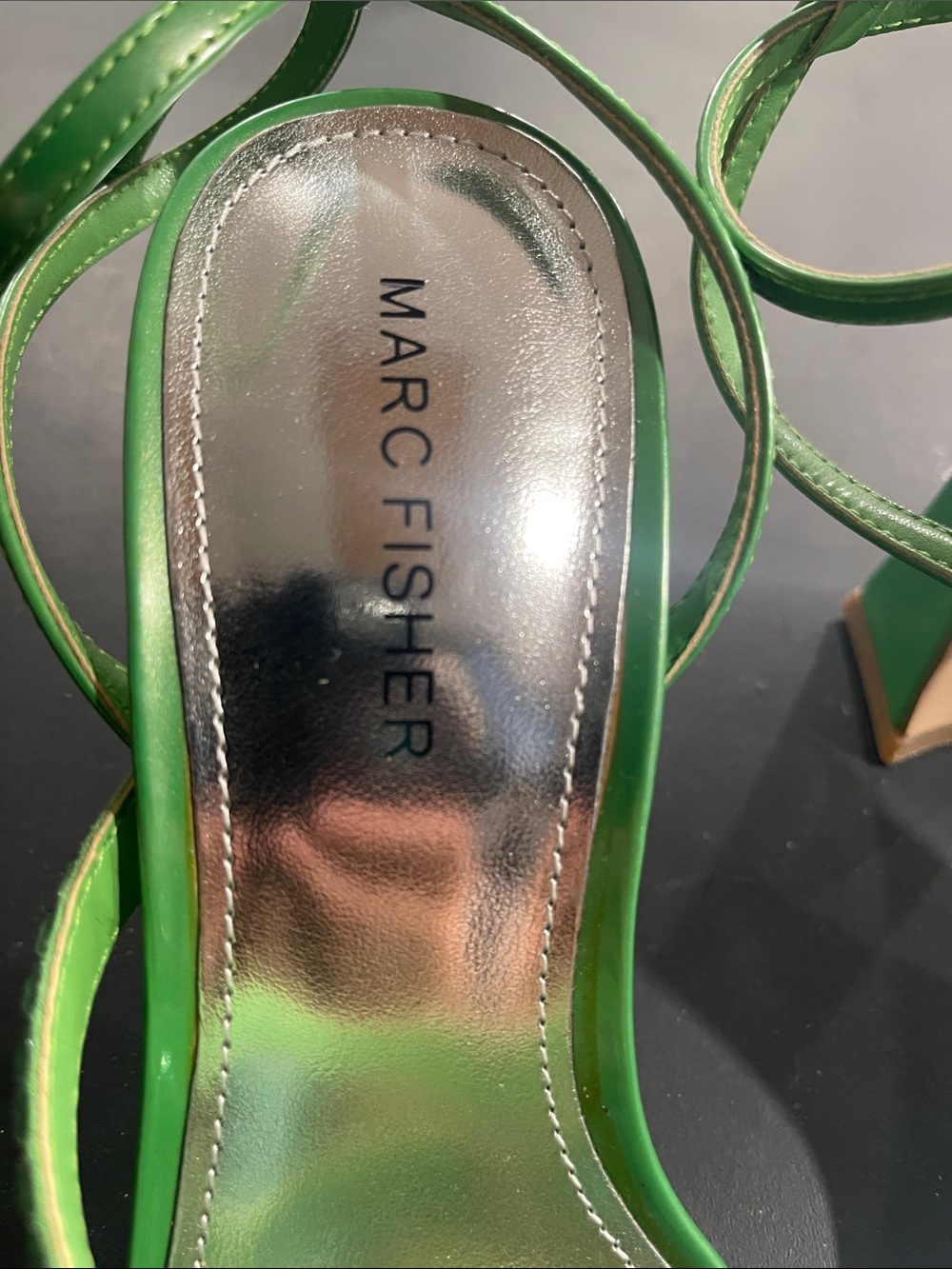 Marc Fisher Green Strappy Square-Toe Heels size 7 - Picture 4 of 14